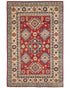 4x7 Red Kuba Afghan Hand Knotted Wool Area Rug